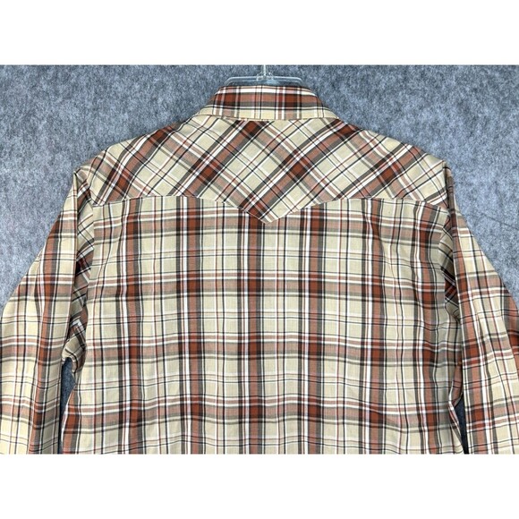 VINTAGE ATB Authentic Western Shirt Men's 15.5 Brown Outdoor Pearl Snap 34/35 - Picture 4 of 8